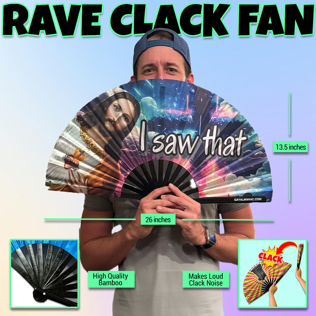 Jesus - I Saw That (v2.0) - Large Foldable Rave Fan for Parties