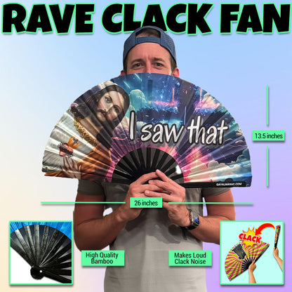 Jesus - I Saw That (v2.0) - Large Foldable Rave Fan for Parties