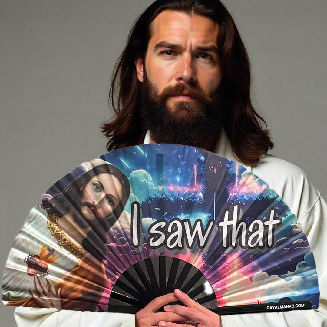 Jesus - I Saw That (v2.0) - Large Foldable Rave Fan for Parties