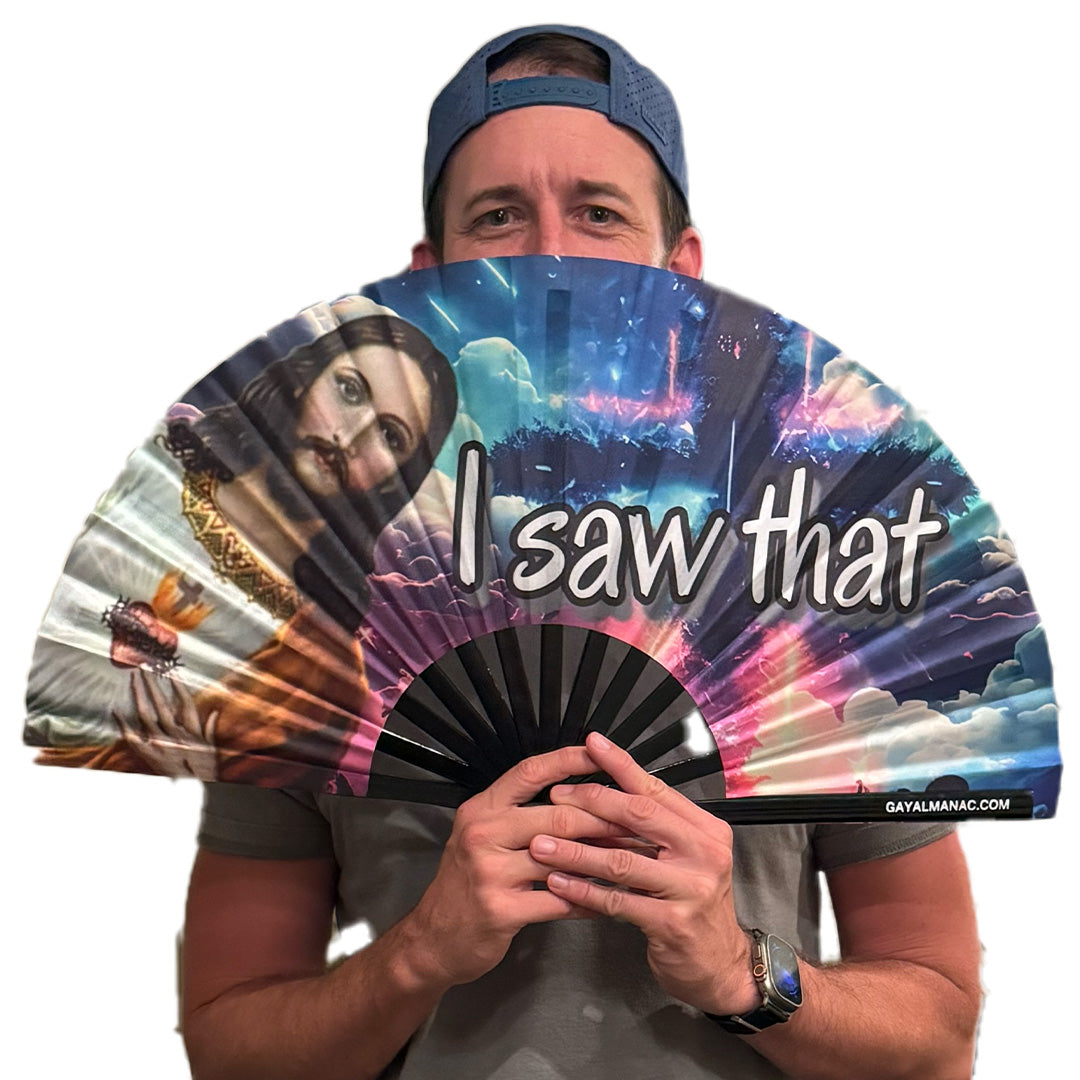 Jesus - I Saw That (v2.0) - Large Foldable Rave Fan for Parties